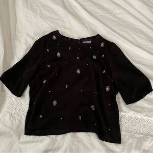 Chelsea28 MEDIUM Black Jeweled Crop Top embellishment
